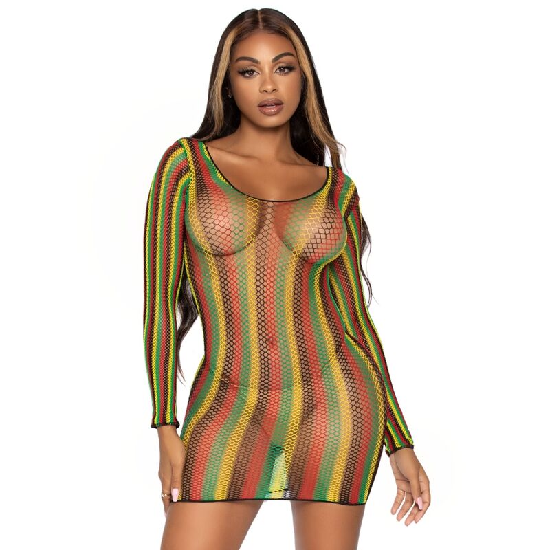 LEG AVENUE - MINIVESTIDO DE RED RASTAS TALLA ÚNICA