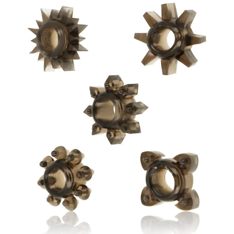 OHMAMA - SET 5 ANILLOS SILICONA TESTÍCULOS Y PENE