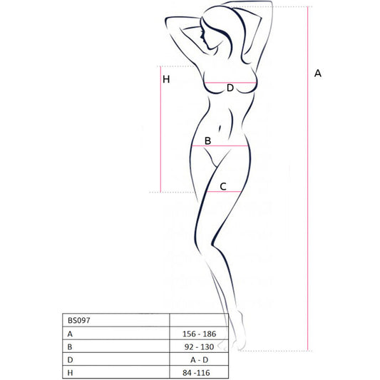 PASSION - BS097 BODYSTOCKING NEGRO TALLA ÚNICA