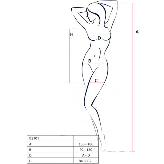 PASSION - BS101 BODYSTOCKING NEGRO TALLA ÚNICA