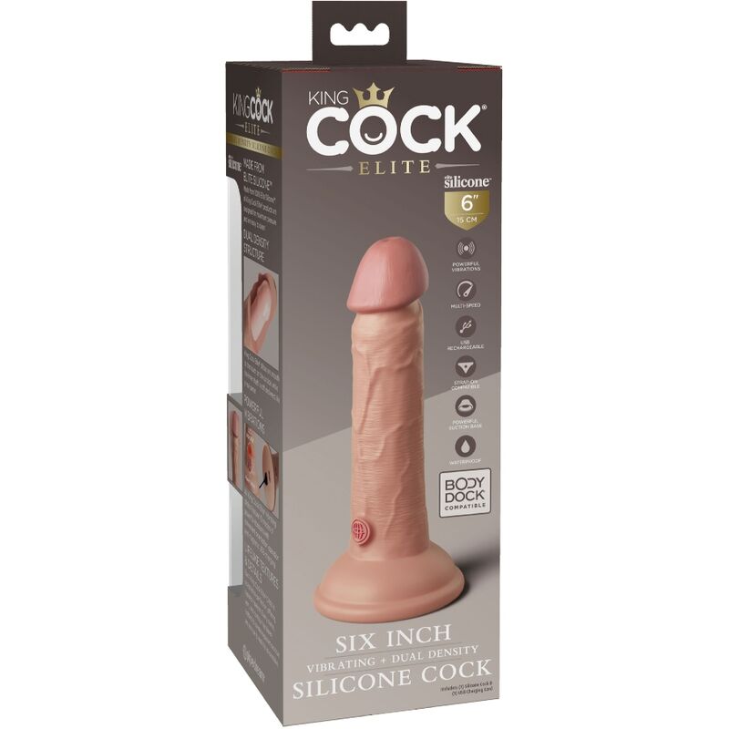 KING COCK - ÉLITE DILDO REALÍSTICO VIBRADOR & SILICONA 15.2 CM