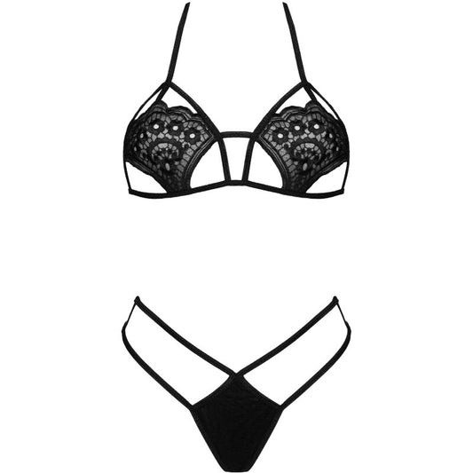 LIVCO CORSETTI FASHION - JIMENA LC 20216 SUJETADOR + TANGA NEGRO TALLA ÚNICA