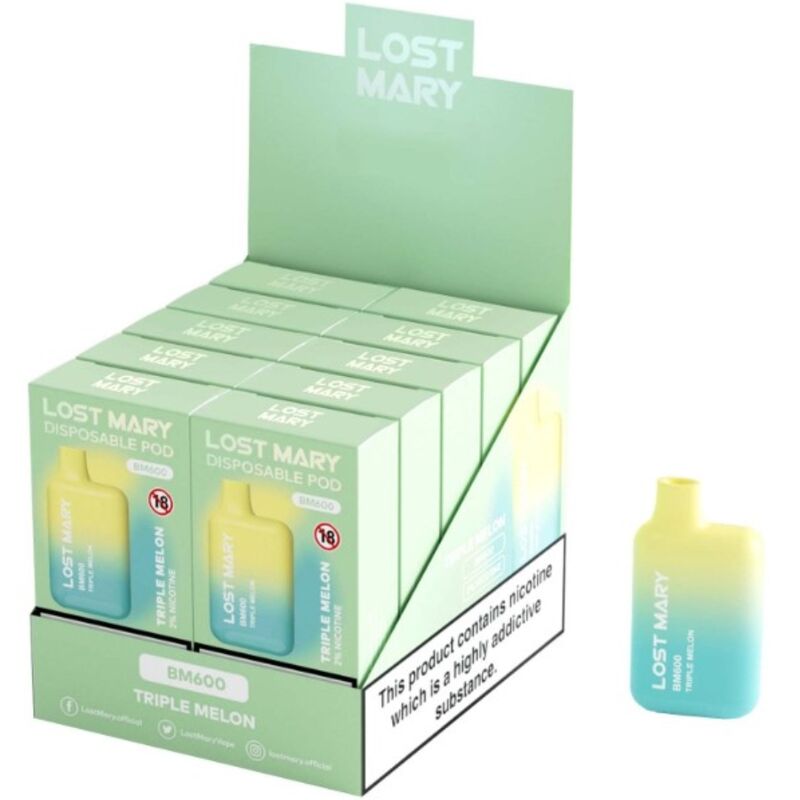 LOST MARY - BM600 VAPER NICOTINA 2% DESECHABLE SABOR TRIPLE MELÓN