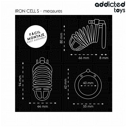 ADDICTED TOYS LOCKED - IRON CELL JAULA PARA PENE DE METAL 4 CM TALLA S
