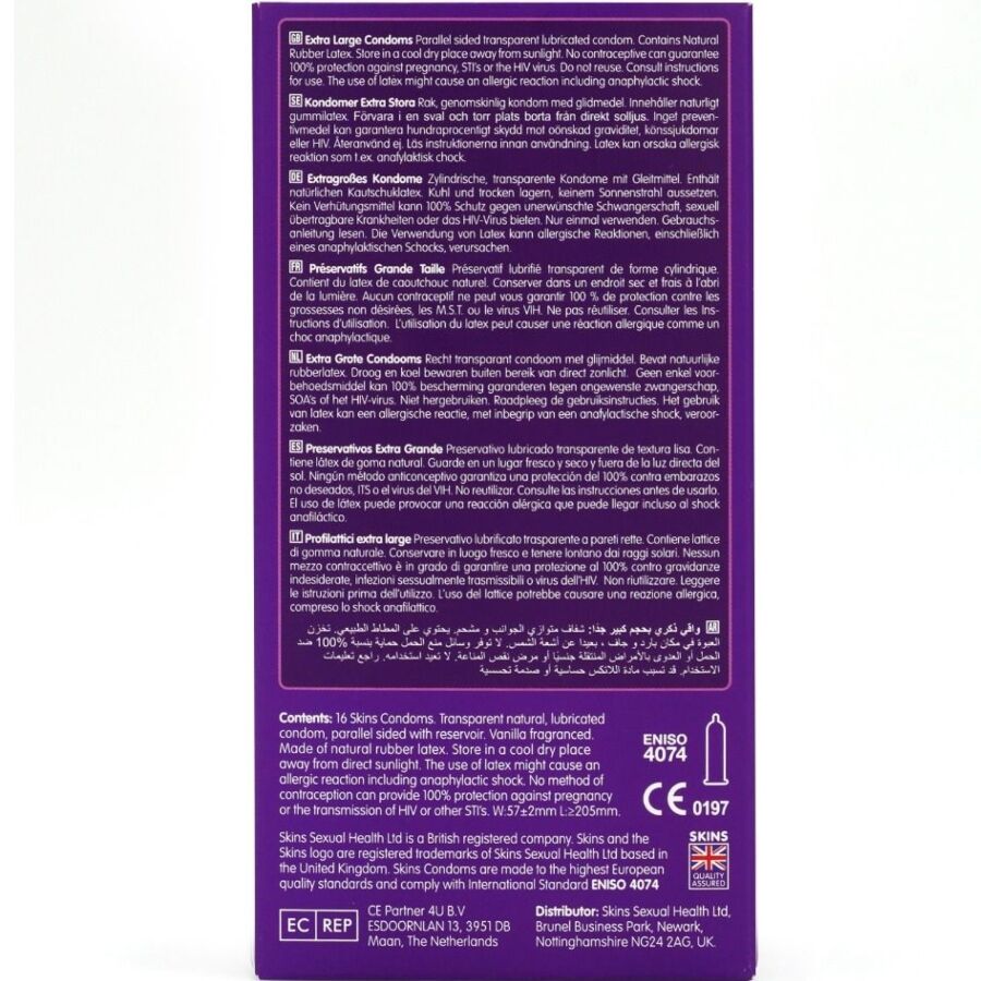 SKINS - TAMAÑO XL PRESERVATIVOS PREMIUM PACK 16