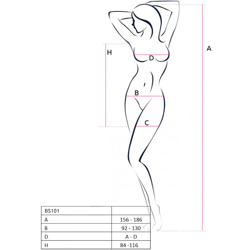 PASSION - BS101 BODYSTOCKING NEGRO TALLA ÚNICA