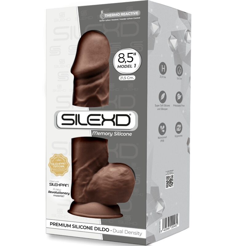 SILEXD - MODELO 1 PENE REALÍSTICO SILICONA PREMIUM SILEXPAN MARRÓN 21.5 CM