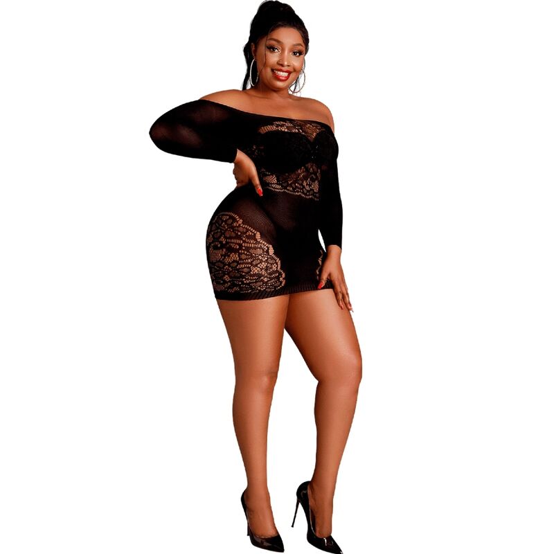 MOONLIGHT - MODELO 7 VESTIDO MANGA LARGA NEGRO TALLA ÚNICA / PLUS SIZE