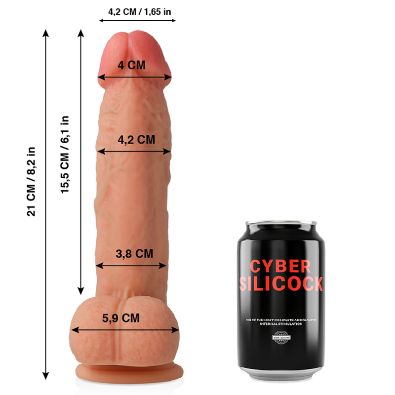 CYBER SILICOCK - SAUL REALÍSTICO SILICONA LÍQUIDA 21 CM -O- 4.2 CM