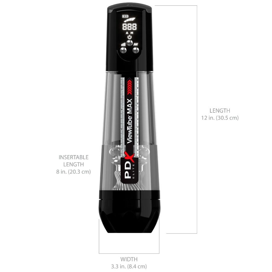 PDX ELITE - VIEWTUBE MAX VIEW MASTURNADOR AUTOMÁTICO CON SUCCIÓN TRANSPARENTE