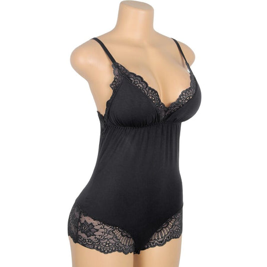 SUBBLIME - TEDDY DETALLE ENCAJE FLORAL NEGRO L/XL
