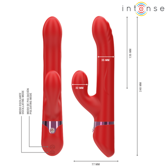 INTENSE - LELE VIBRADOR MULTIFUNCIÓN ROTATORIO & OSCILACIÓN & ESTIMULACIÓN ROJO