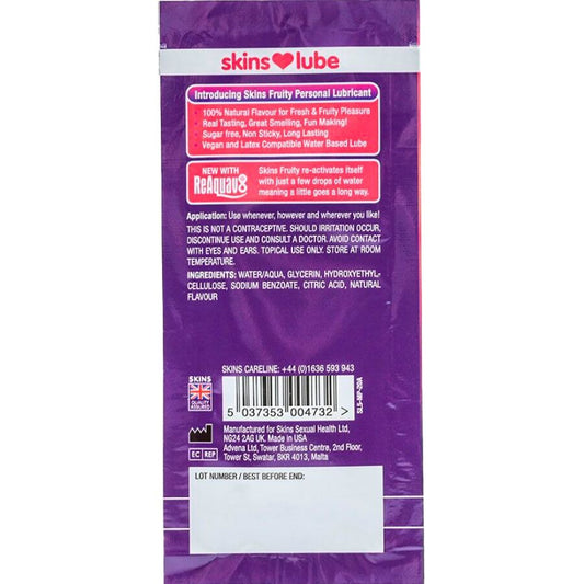 SKINS - FRUITY LUBRICANTE BASE DE AGUA MANGO & FRUTA PASIÓN MONODOSIS 5 ML