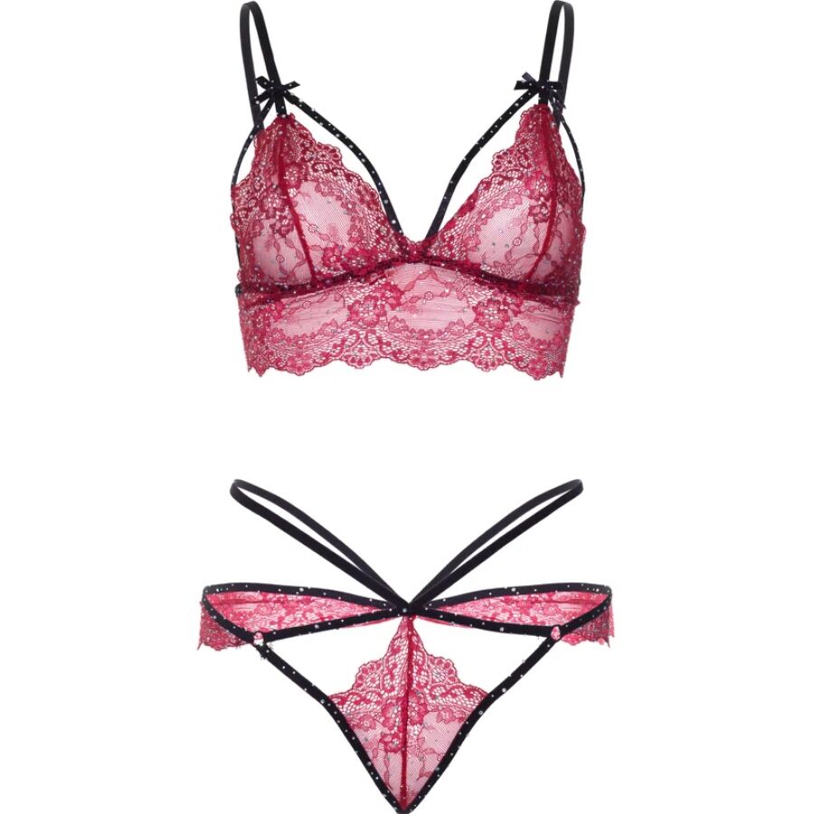 LEG AVENUE - 81623 SET SUJETADOR + TANGA BURDEOS TALLA S