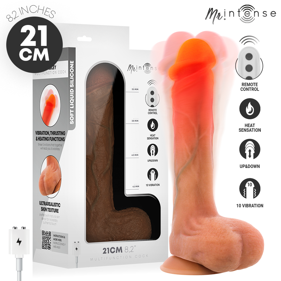 MR INTENSE - BRADLEY DILDO VIBRADOR CON EFECTO CALOR Y CONTROL REMOTO 21 CM -Ø- 4.2 CM