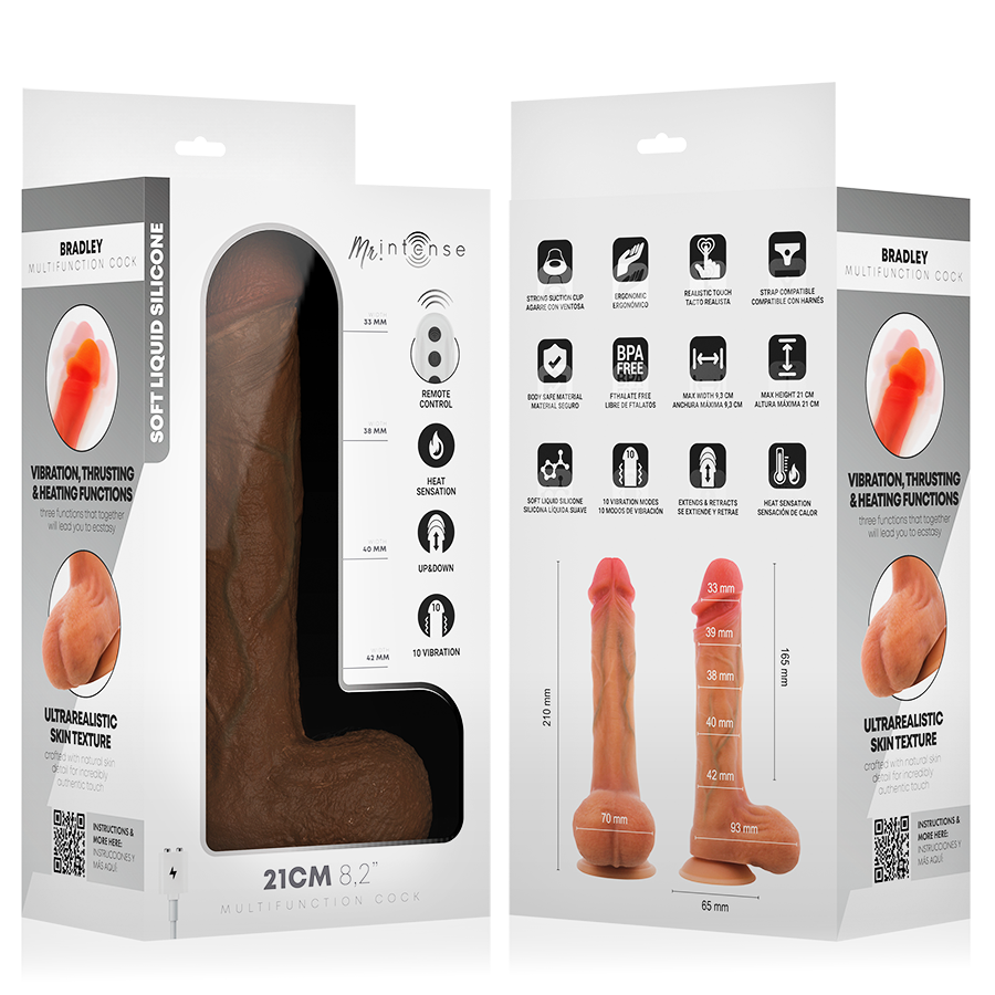 MR INTENSE - BRADLEY DILDO VIBRADOR CON EFECTO CALOR Y CONTROL REMOTO 21 CM -Ø- 4.2 CM