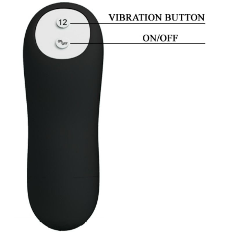 PRETTY LOVE - PLUG ANAL SILICONA FORMA PENE Y 12 MODOS VIBRACIÓN NEGRO