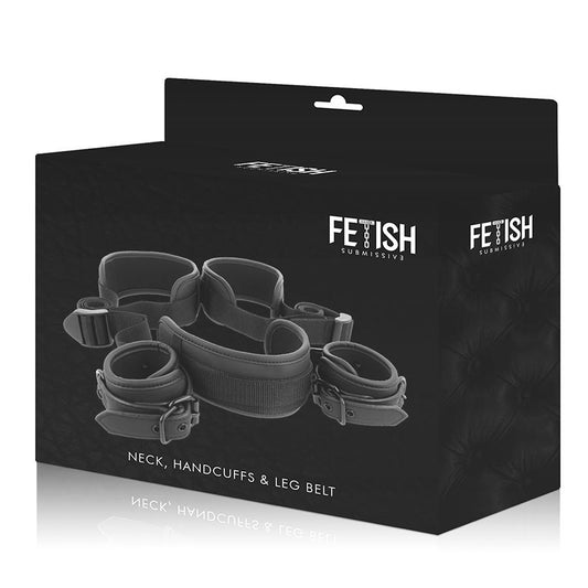 FETISH SUBMISSIVE - POSICIÓN PIERNAS ABIERTAS CON ESPOSAS CON FORRO DE NEOPRENO