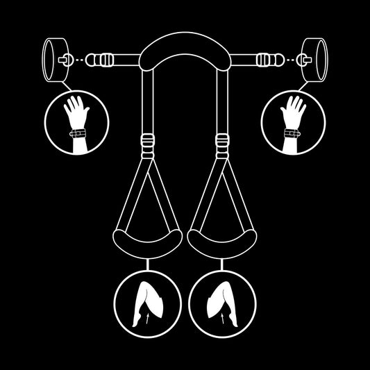 FETISH SUBMISSIVE - POSICIÓN PIERNAS ABIERTAS CON ESPOSAS CON FORRO DE NEOPRENO