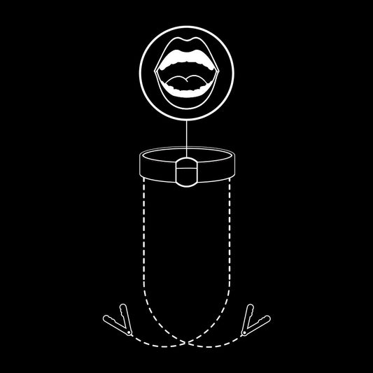 FETISH SUBMISSIVE - ANILLA MORDAZA CON PINZAS PARA PEZONES
