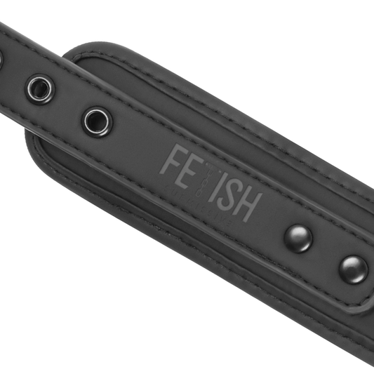 FETISH SUBMISSIVE - COLLAR Y ESPOSAS CUERO VEGANO CON FORRO DE NEOPRENO